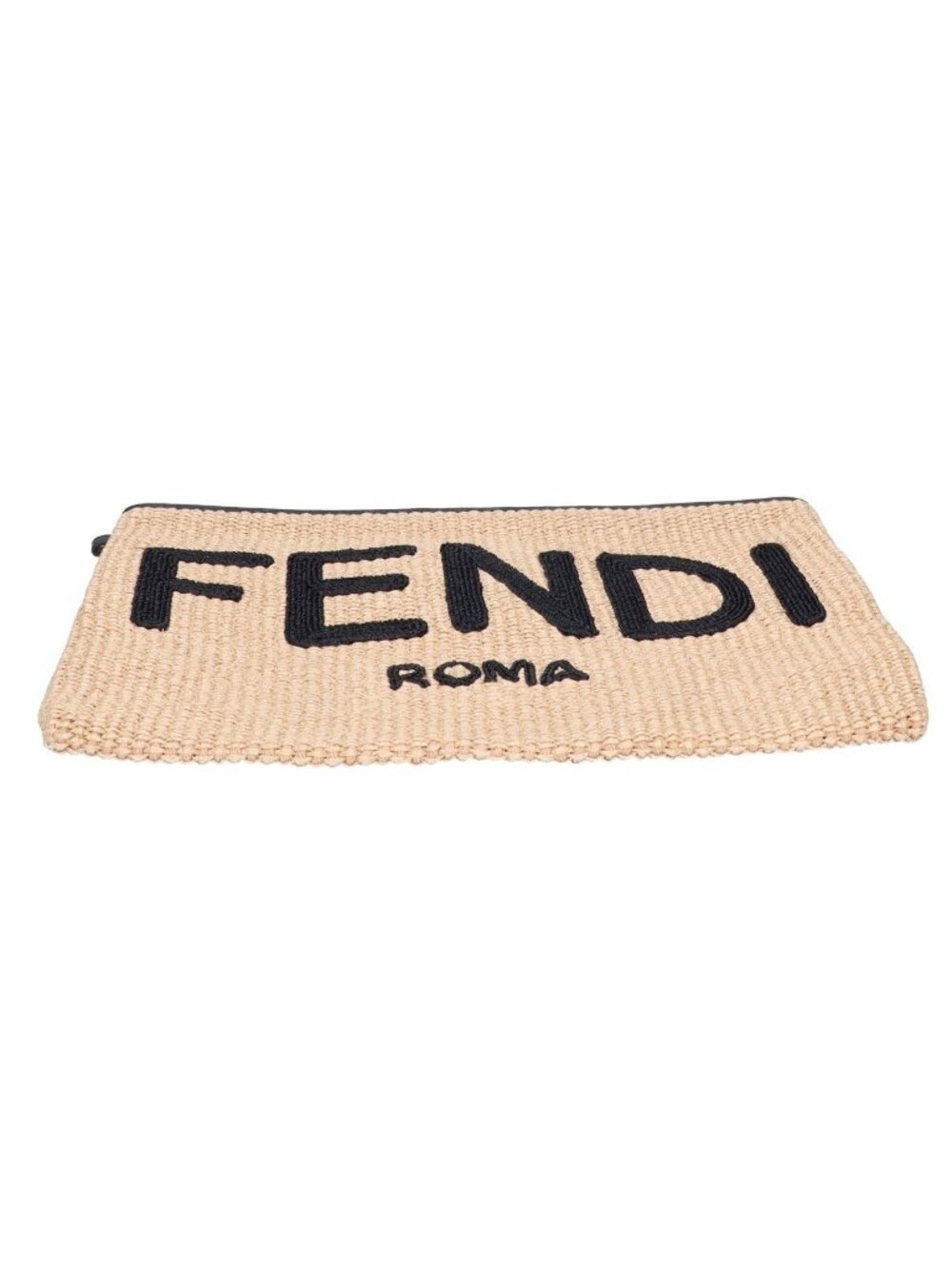 Fendi Raffia Leather Logo Clutch